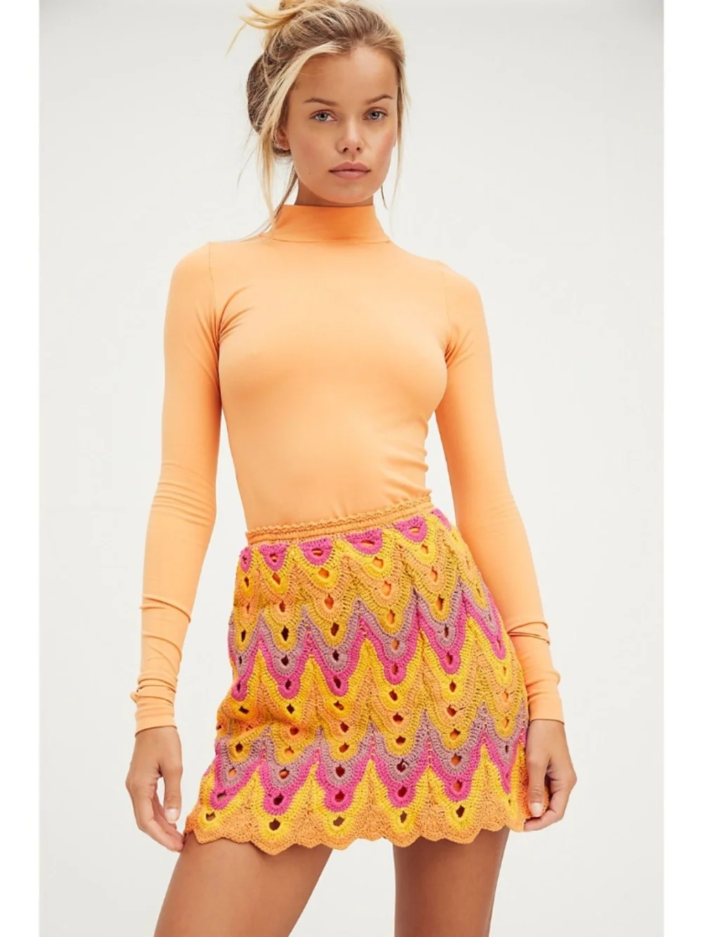 NEW Free People Heat of the Moment Crochet Skirt Almost Famous XS
